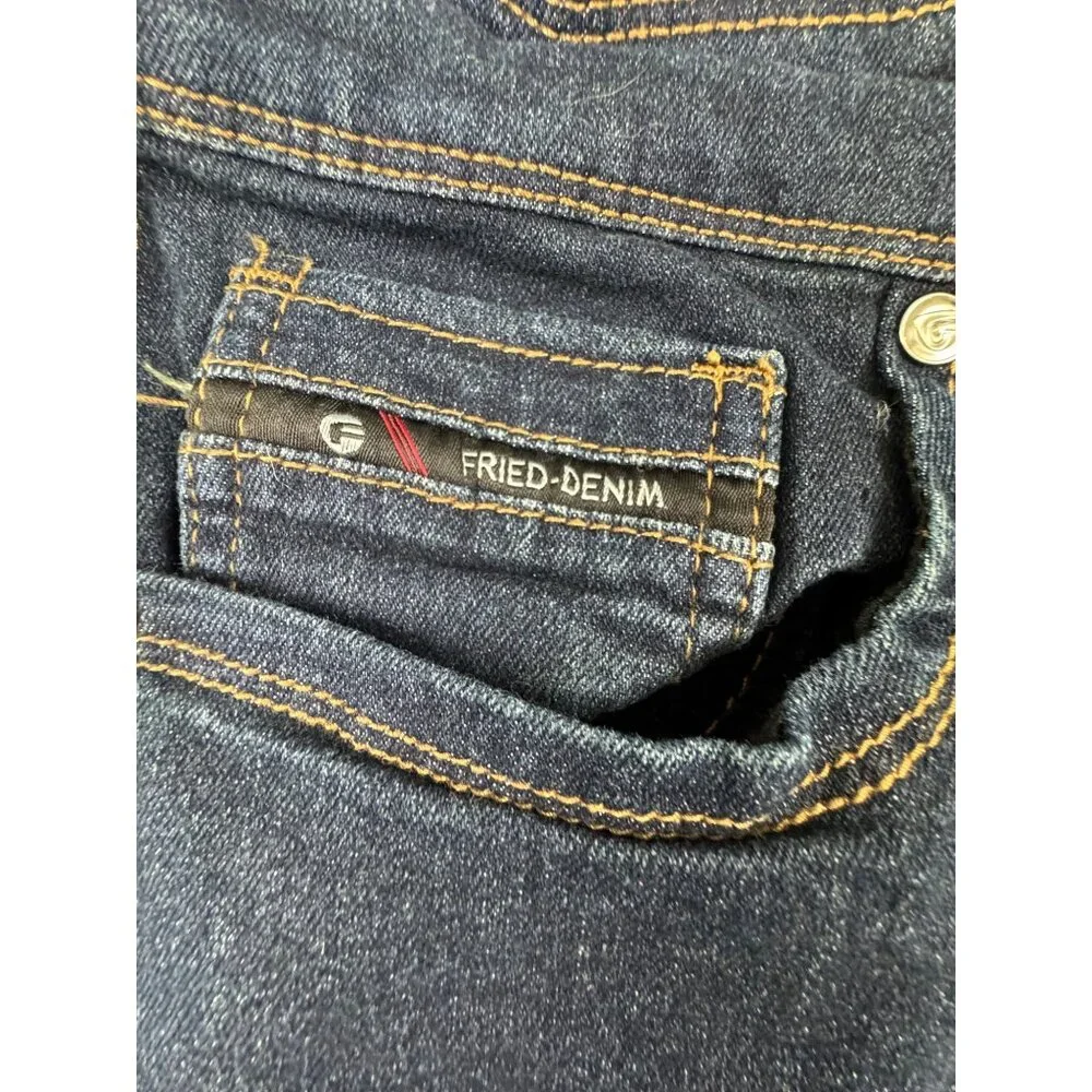 Fried Denim Mens 32/30 Slim Fit Dress Jeans Dark Wash Dinner Comfort - Picture 4 of 12